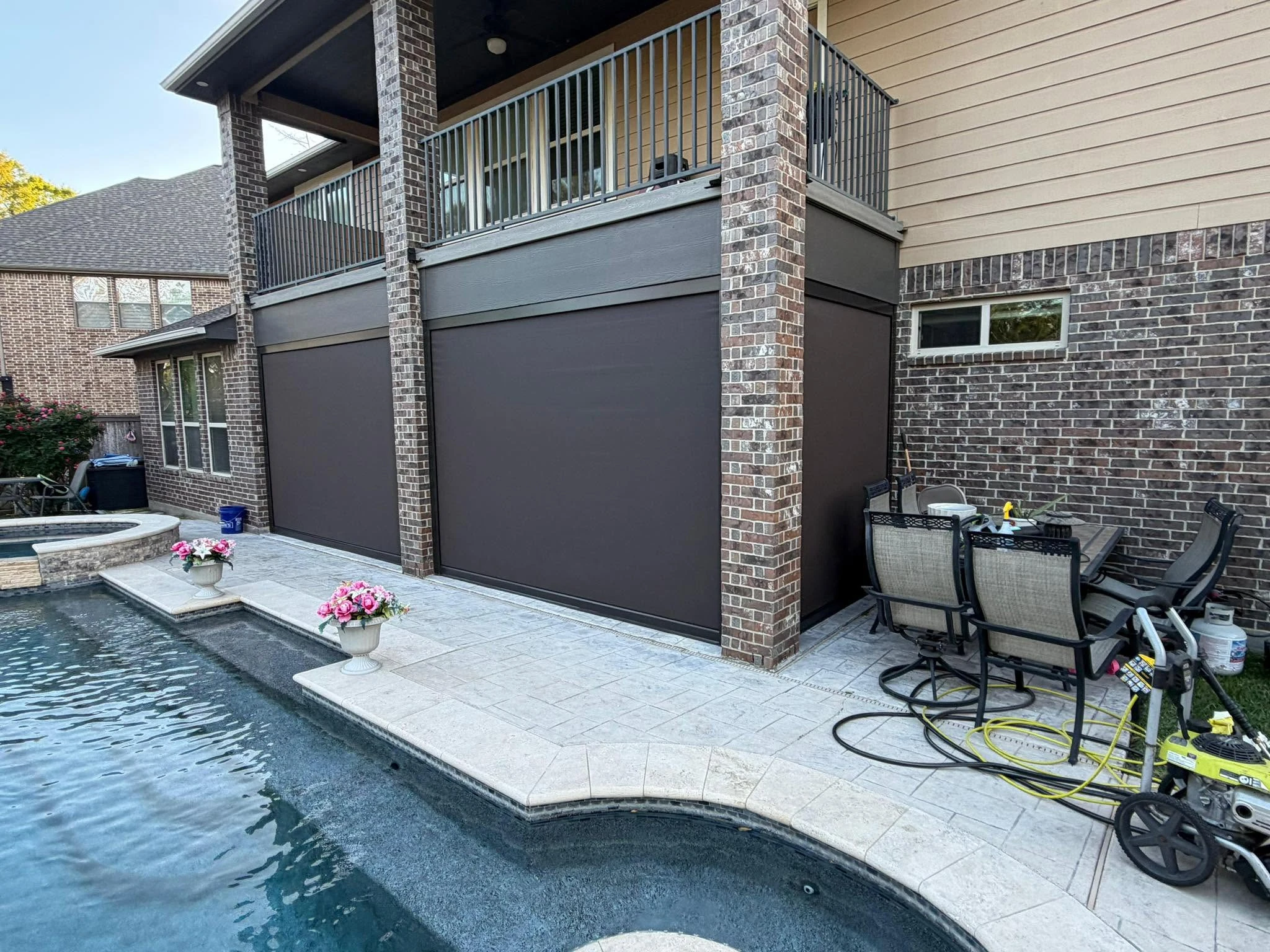 Custom outdoor shade solution on a Houston home