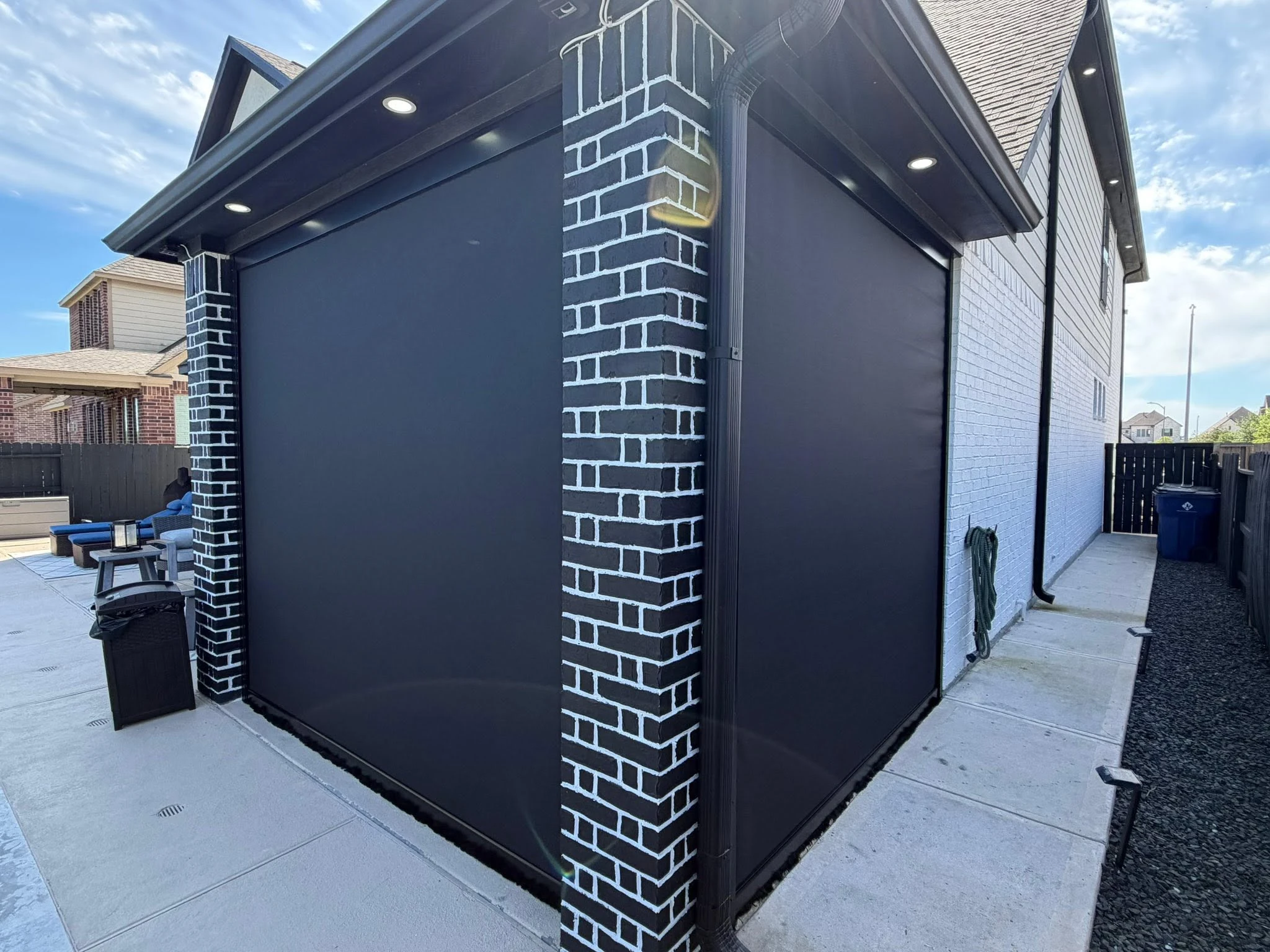 Custom outdoor shade solution on a Houston home