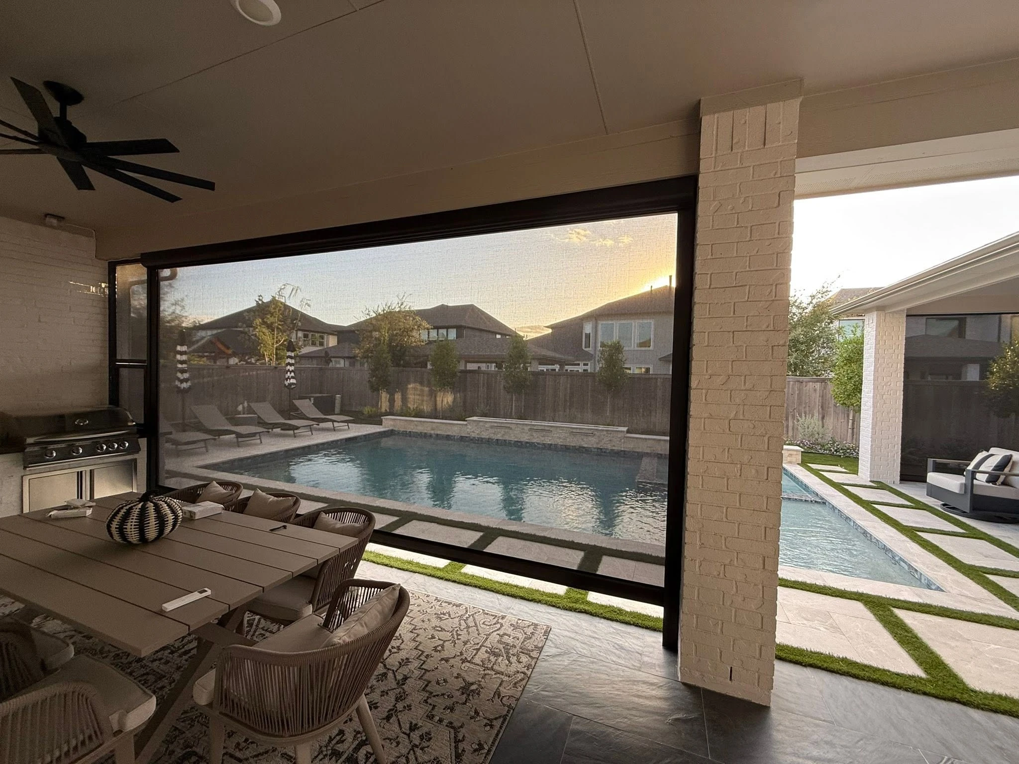 Motorized patio shades installed in Conroe, TX