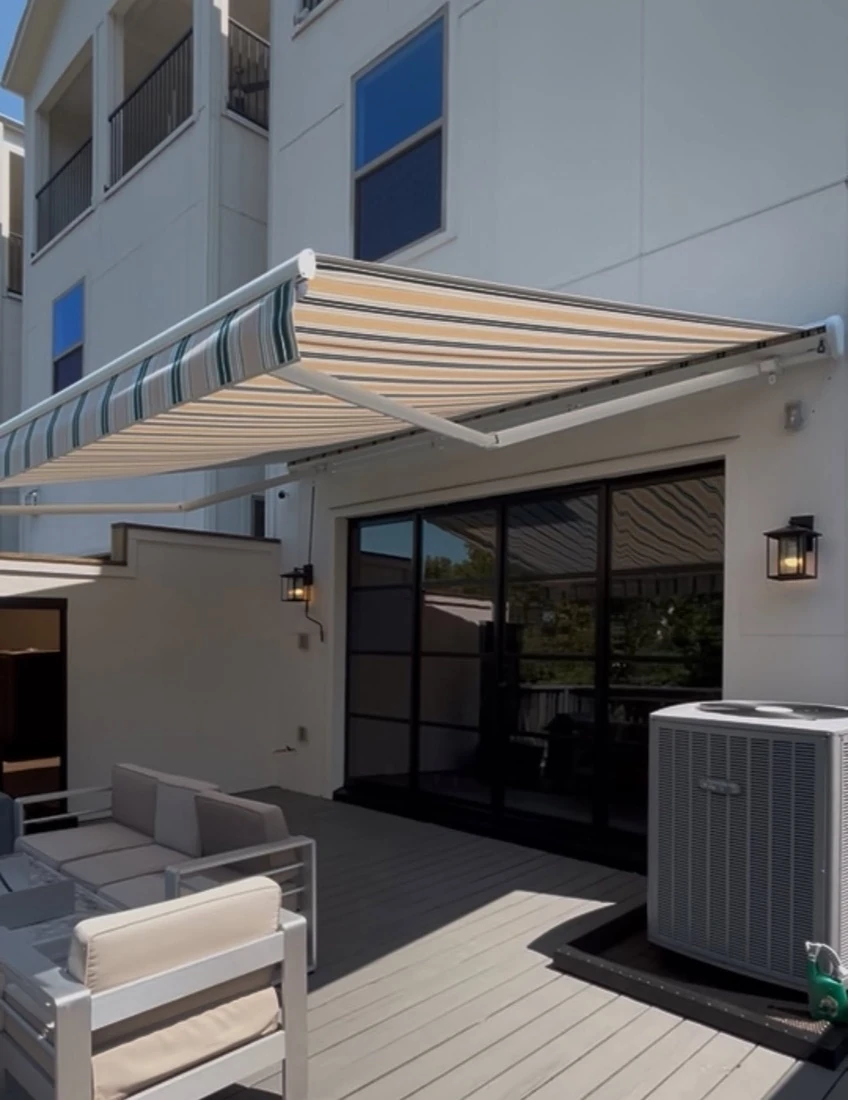 Sunbrella retractable awning shading an outdoor living area