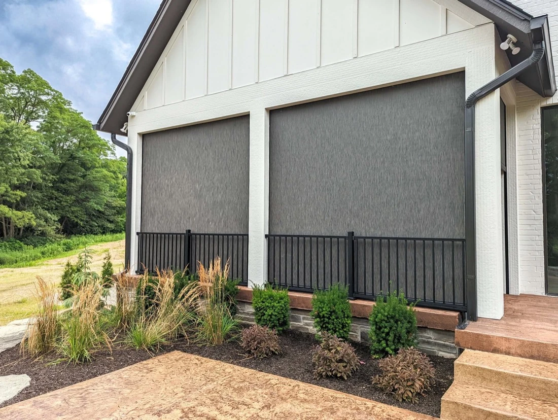 Motorized patio screen on a Houston outdoor living space