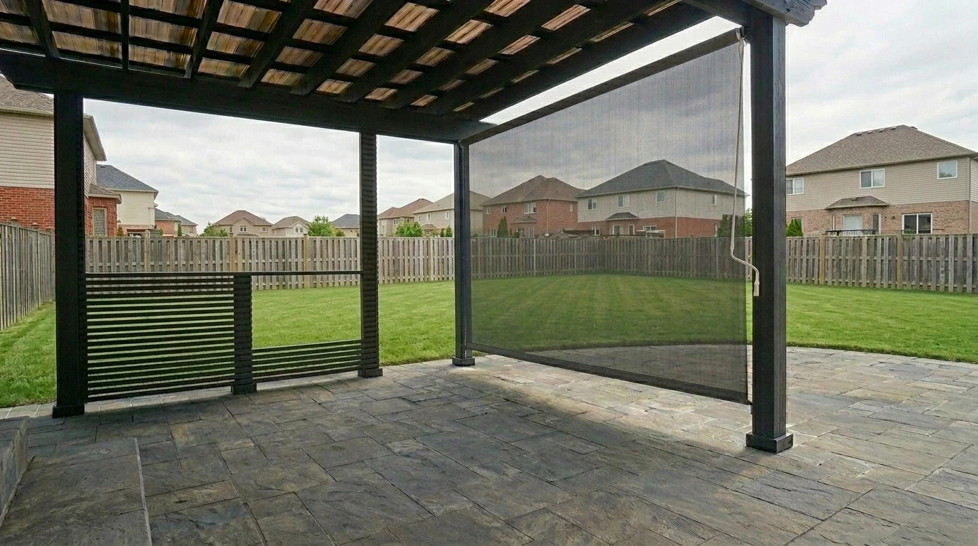Hand crank operation for an open roller patio shade