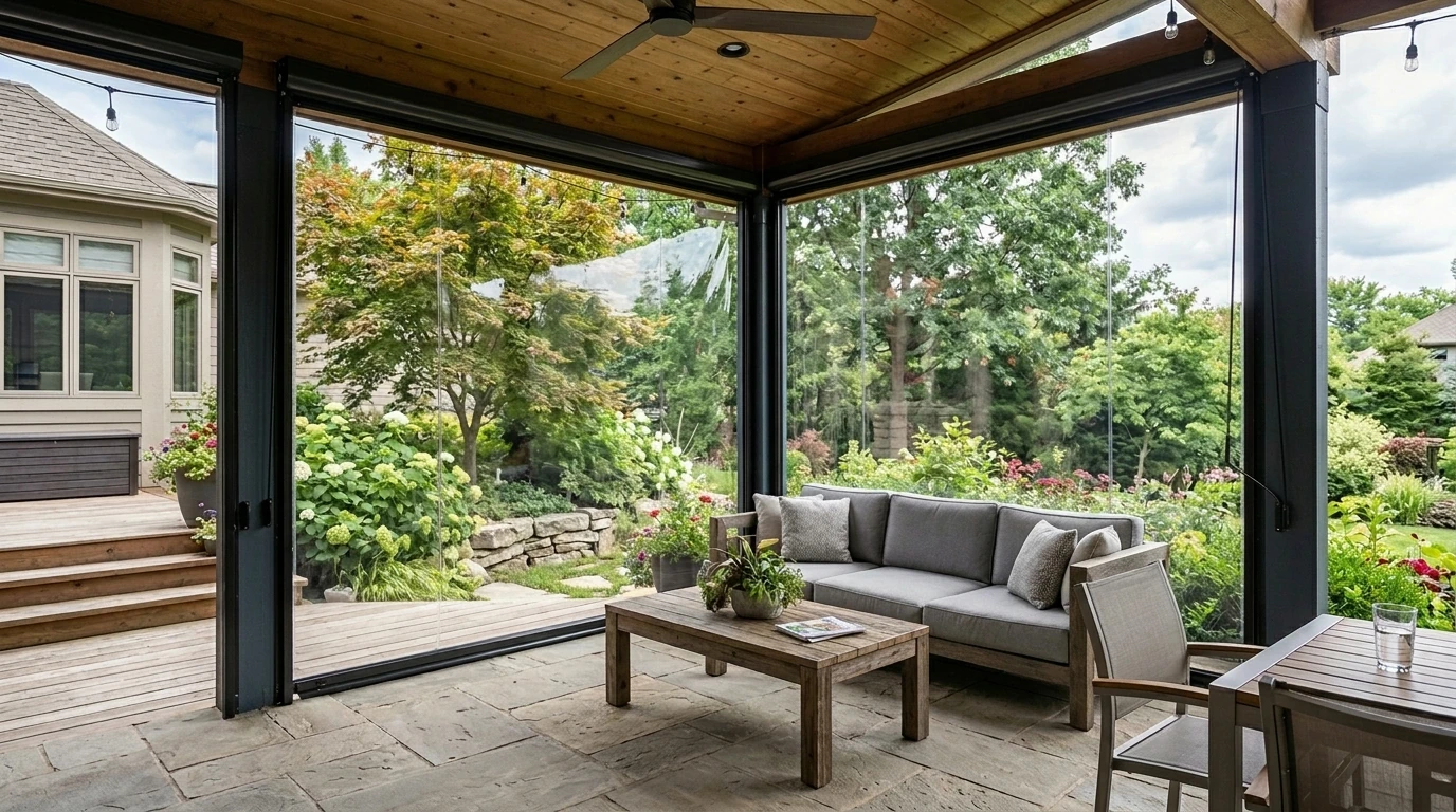 Vinyl / Clear on a Houston patio