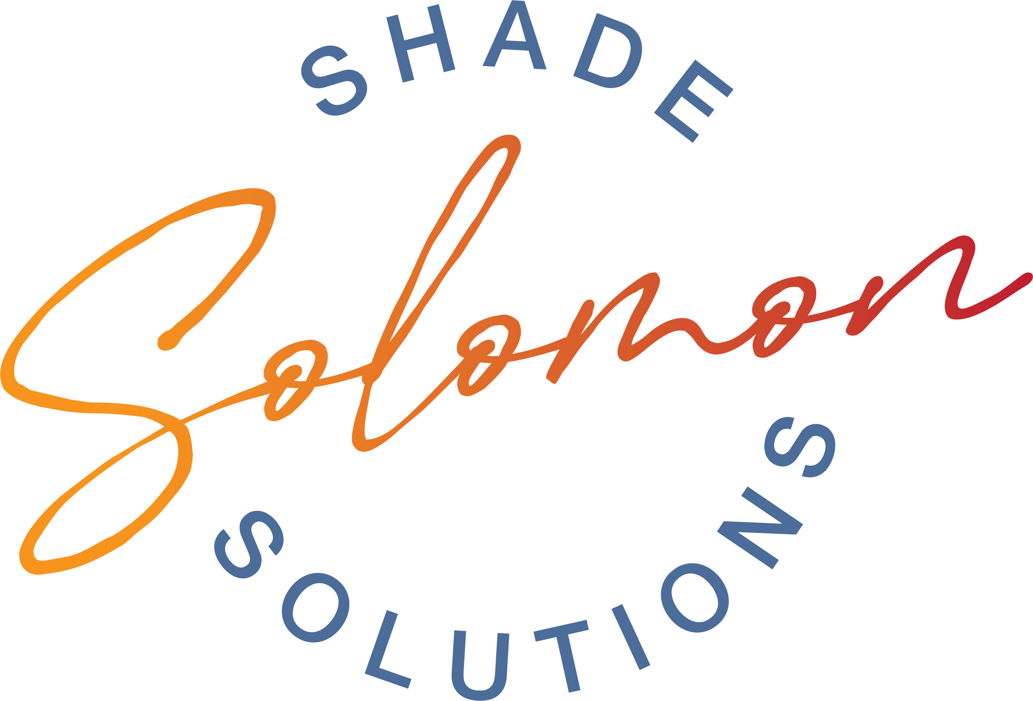 Solomon Shade Solutions logo blue and orange